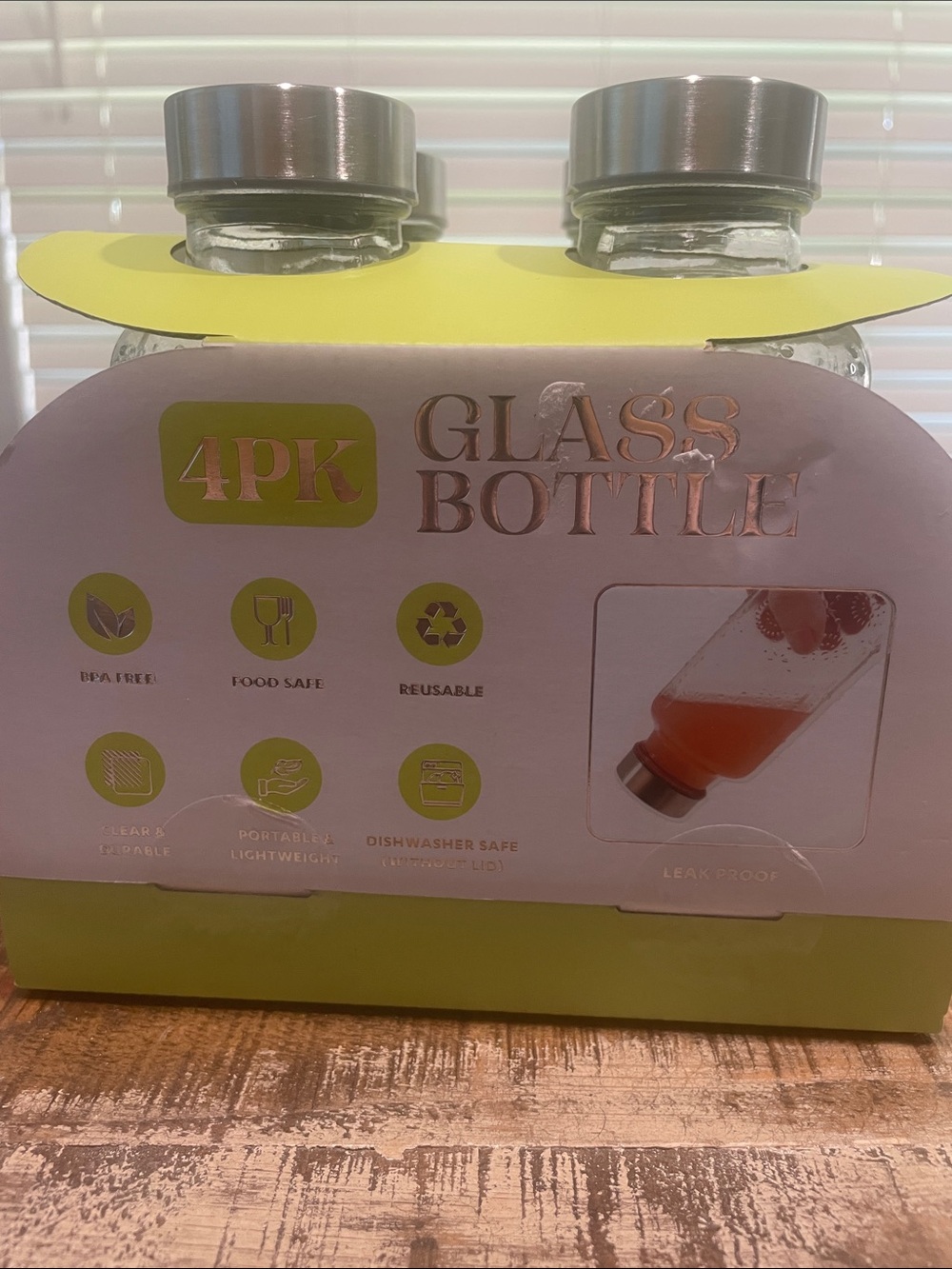 Gourmet Kitchen Clear Glass 12 Ounce Bottle with Metal Lid (Set - 4 Pack) - Picture 4 of 4